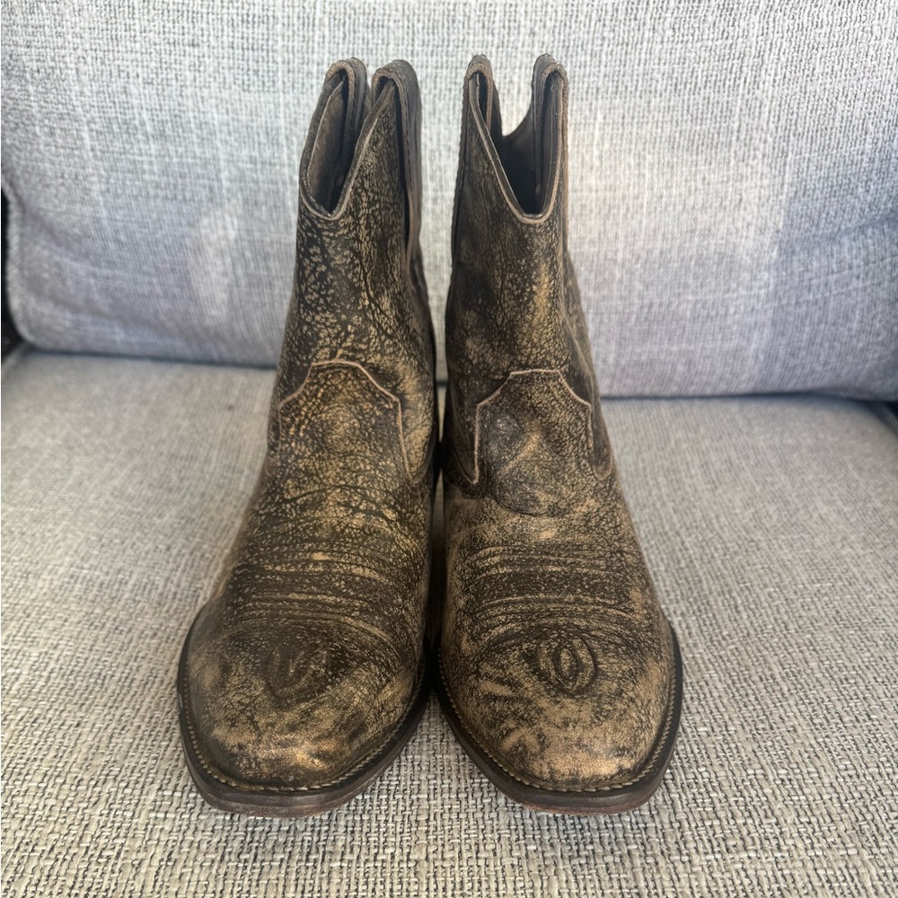 Roper Dusty Distressed Snip Toe Brown Casual Boots Womens Size 8 Good Condition